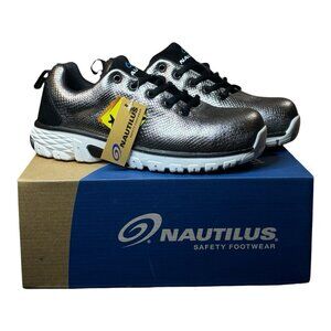Nautilus Leather Safety Footwear Spark CT Metallic Grey Silver Shoes Women’s 7.5